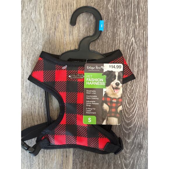 Unique Petz Chest Harnesses - Red & Black Christmas small cat dog - Picture 2 of 3